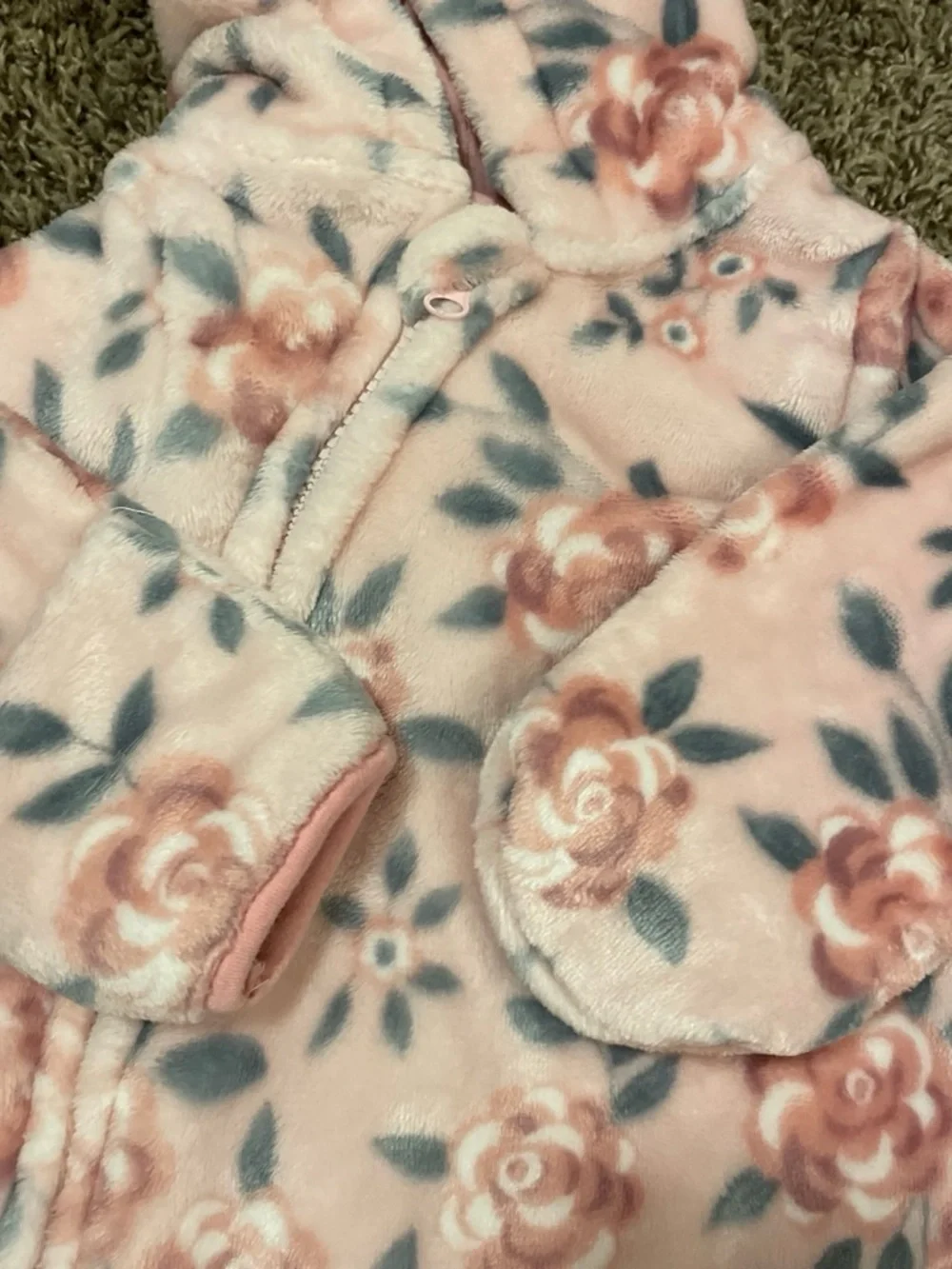 Pink Floral Hooded Footie One-Piece for Kids